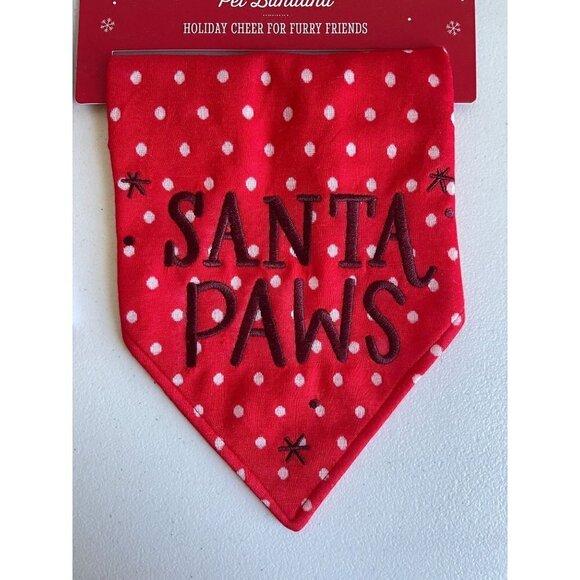 Demdaco Happy Howlidays and Santa Paws Pet Bandana Set Christmas Red White - Picture 3 of 4